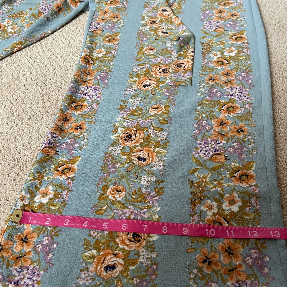 June & Hudson Blue Wrap Jumpsuit with Bishop Sleeves - Picture 10 of 10